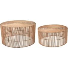 Kave Home Elmima Sett med 2 Rotan Salongbord - Naturlig