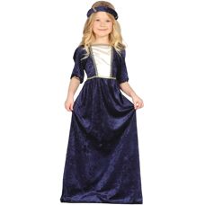 Déguisement médiéval femme bleu pour filles 7-9 ans