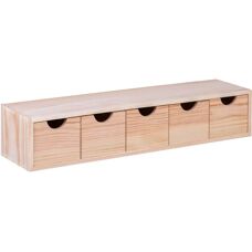 Wellhome Minibloco 5 Cassetti - Organizer in Legno di Pino
