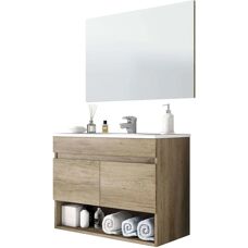 CAPALDO Mueble de baño de pared - 80x45cm, 2 puertas, espejo