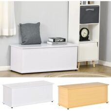 Homcom Cofre de Madera Natural - Baúl de Almacenamiento para Sala y Dormitorio