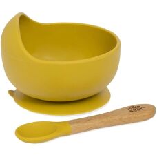 Interbaby Cuenco y Cuchara Earth Ocher - Vajilla para Bebés