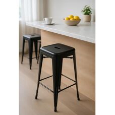 Regalos Miguel - Taburete Torix Bajo - Negro mate - Soporta 150kg - Sin montaje