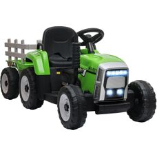 HOMCOM Elektrische Tractor met Verwijderbare Aanhanger voor Kinderen 3-6 Jaar - Veiligheid & Muziek