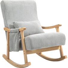 Homcom - SillaMecedoraPanaHayaGris - Gris - Madera de haya - Silla mecedora