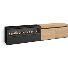 Skraut Home Mueble TV - Almacenaje Moderno Roble y negro