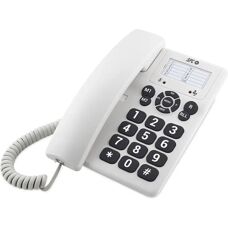 SPC 3602B Fehér vezetékes telefon - Nagy gombok, Fali tartó, Nincs kijelző