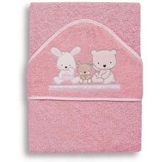 Interbaby Babyhanddoek Roze met capuchon - Babyhanddoek
