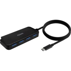 Aisens A109-0716 USB Hub - 4 Portar, Svart, 60cm Kabel