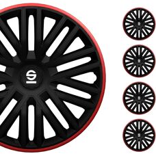 Sparco Bergamo 15 inch Velgdeksels Set - Zwart / Rood