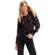 Blusa in cotone floreale nera Desigual - Camicetta