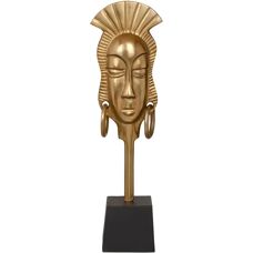 Figura Decorativa Bigbuy Home - Donna Africana Dorata Nera