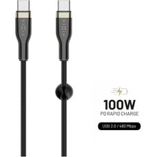 Cablu USB-C Fixed - 0,5m - Negru - Suportă 100W PD - Date 480Mbps