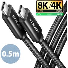 Cablul USB 4.0 AXAGON USB-C - 40 Gbps, 240W, 8K - Negru