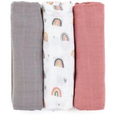 Petite&Mars Moussy Curcubeu Roz Rosa Păcate din Material - Hăinuțe pentru Bebelusi