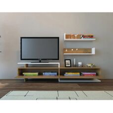 Hanah Home Teak Weiß TV-Möbel - Modernes Wohnzimmermöbel