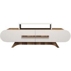 Hanah Home TV-Schrank Rose - Walnuss, Weiß - TV-Schrank