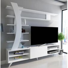 Hanah Home, Livia Weiß 180x162x29.5cm TV-Möbel - TV Möbel