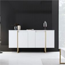 Dulap modern alb și auriu - 160x35x80 cm
