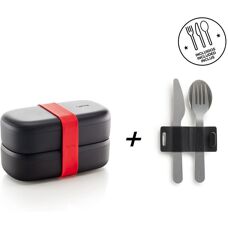Lékué 885105 Lunch Box - Apto para microondas, 1L, Negro
