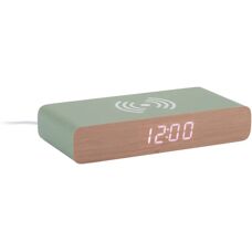 Karlsson KA6039GR vækkeur - Retro fladt LED, slankt, trædetaljer