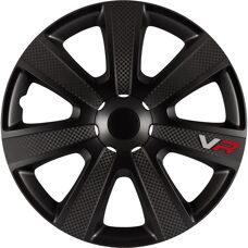 AutoStyle 16 Zoll Schwarze Carbon Logo Radkappen-Set