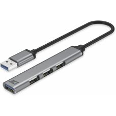 ACT ACT6325 USB-Hub - 4 Ports, Aluminium, Grau