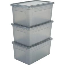 Iris Ohyama - Set di 3 scatole di immagazzinaggio, 50L, Trasparente, Impilabile