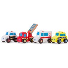 New Classic Toys 4 Vehicle Set - Wooden Toys for Kids