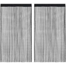 vidaXL 2x Stringgordijnen 140x250cm Zwart Kamerverdeler Raam Deur Achtergrond
