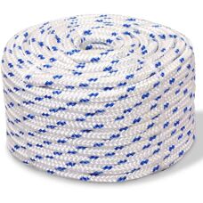 vidaXL Corde de bateau Polypropylène 14 mm 50 m Blanc et bleu - Corde - Publicité