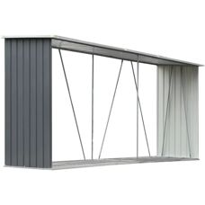 Abri de stockage de bois en acier galvanisé vidaXL 330x84x152cm Gris