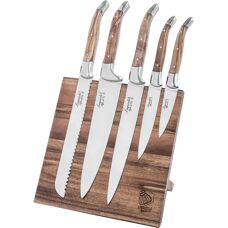 Laguiole 5-delige Messenset met Olijfhout - Magnetisch Messenblok