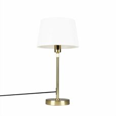 Qazqa Modern Table Lamp Gold/Latón White Shade Adjustable