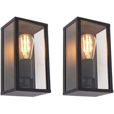 Set industrial de 2 apliques negros Qazqa - Exterior IP44