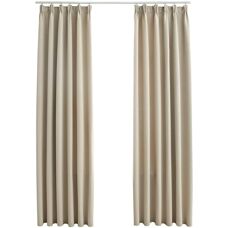 vidaXL 2x Mørklægningsgardiner med Kroge Beige 225cm - Gardiner