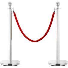 vidaXL Ensemble de 3 Poteaux et Cordes VIP en Acier Inoxydable Argenté - Ensemble de barrières