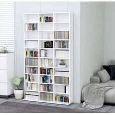 vidaXL Hvidt Engineered Træ CD-skab - 30 Opbevaringsrum - CD-Reol & Bogreol
