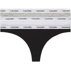 Calvin Klein dla kobiet. 000QD5209E Zestaw 3 stringów: czarne, białe, szare (XS)