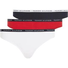 Tommy Hilfiger Confezione da 3 Thong con Logo in Vita (UW0UW02829) - bianco/cielo deserto/rosso primario