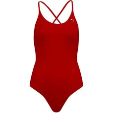 PUMA Roter V-Ausschnitt Crossback Badeanzug