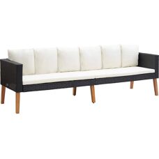 Nnevl 3-Sitzer Gartensofa - Wetterfestes PE Rattan