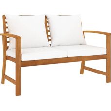 Nnevl Gartentisch 120 cm mit Creme-Kissen - Gartenbank