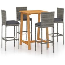 Nnevl Gartentisch-Set - Akazie & Rattan - 5 Teile