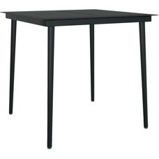 Nnevl Schwarzer Stahl-Glas Gartentisch 80x80x74 - Tisch