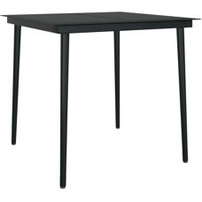 Nnevl Schwarzer Stahl-Glas Gartentisch 80x80x74 - Tisch