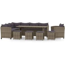maisonchic Gartensofa-Set - 7 Teile Kunststoffrattan Grau