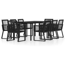 Maisonchic Gartentisch-Set - 9-tlg Schwarz - Outdoormöbel