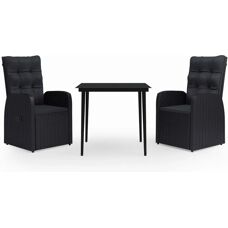 Maisonchic Gartentisch-Set - Schwarz - 3 Stück mit Kissen