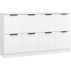 vidaXL 2x Buffets Blancs en Bois d'Ingénierie Organisateur de Maison